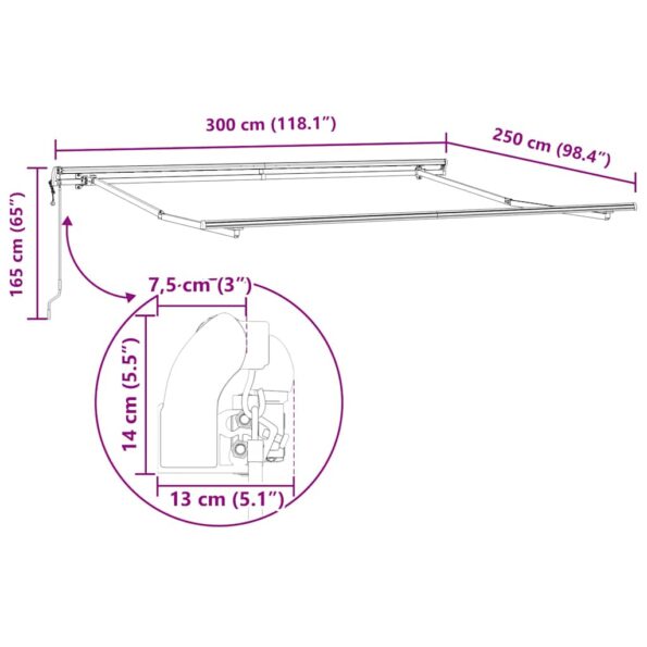 Markíza Manuálny Biela 3 x 2,5 m Kov – Obrázok 10