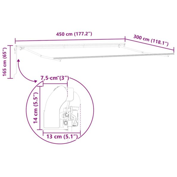 Markíza Manuálny Biela 4,5 × 3 m Kov – Obrázok 10