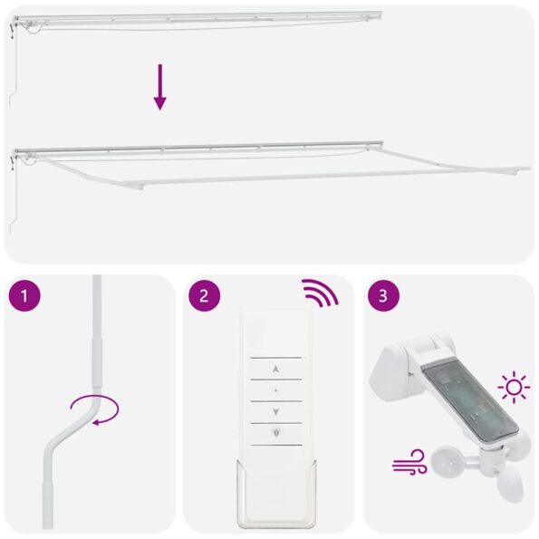 Markíza s Manuálny Biela 6 x 3 m Kov – Obrázok 10