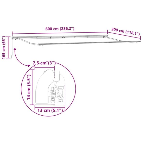Markíza Manuálny Antracit 6 x 3 m Kov – Obrázok 10