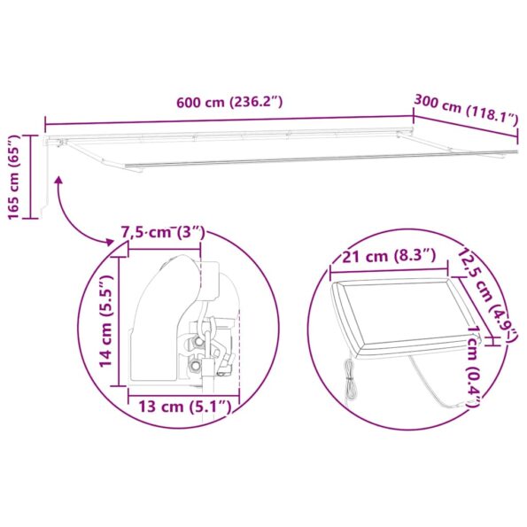Markíza s Manuálny Antracit 6 x 3 m Kov – Obrázok 10