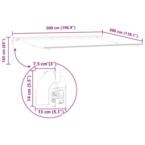 Markíza Manuálny Antracit 5 x 3 m Kov – Obrázok 10