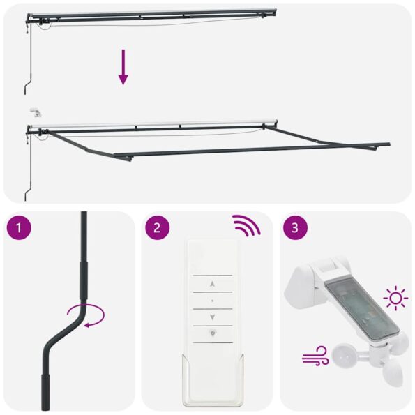 Markíza s Manuálny Antracit 4,5 × 3 m Kov – Obrázok 10