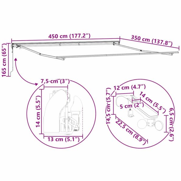 Markíza s Antracit 4,5 × 3,5 m Kov – Obrázok 12