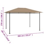 vidaXL Altánok 384x281x270 cm sivohnedý 180 g/m² – Obrázok 5