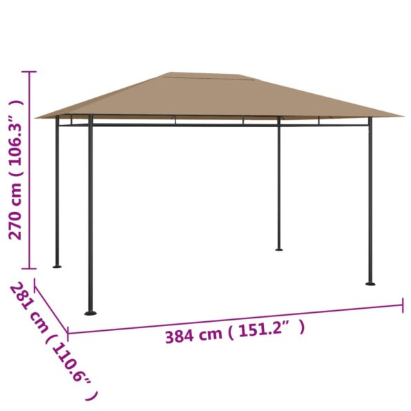 vidaXL Altánok 384x281x270 cm sivohnedý 180 g/m² – Obrázok 5