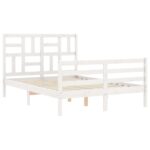 vidaXL Rám postele s čelom biely 140x190 cm masívne drevo – Obrázok 3