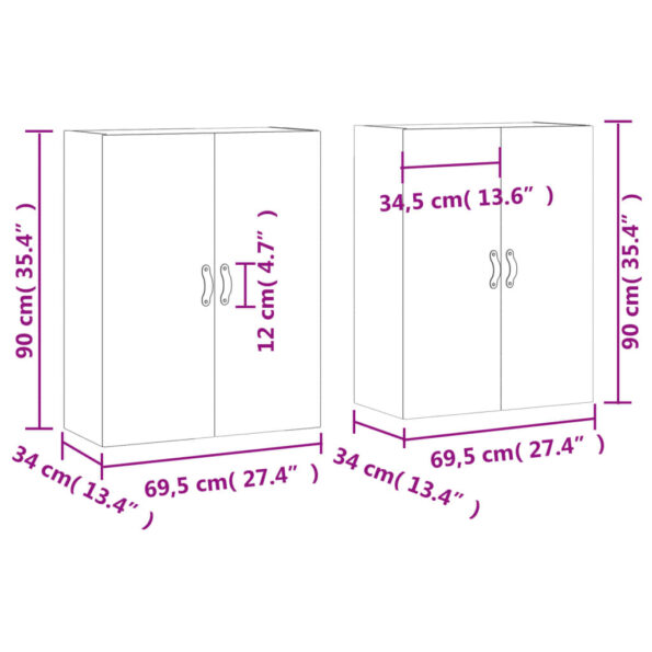 vidaXL Nástenné skrinky 2 ks dub sonoma 69,5x34x90 cm – Obrázok 12