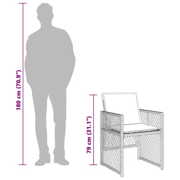 vidaXL 15-dielna záhr. jedálenská súprava s vankúšmi čierna polyratan – Obrázok 9