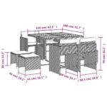 vidaXL 9-dielna záhr. jedálenská súprava s vankúšmi béžová polyratan – Obrázok 11