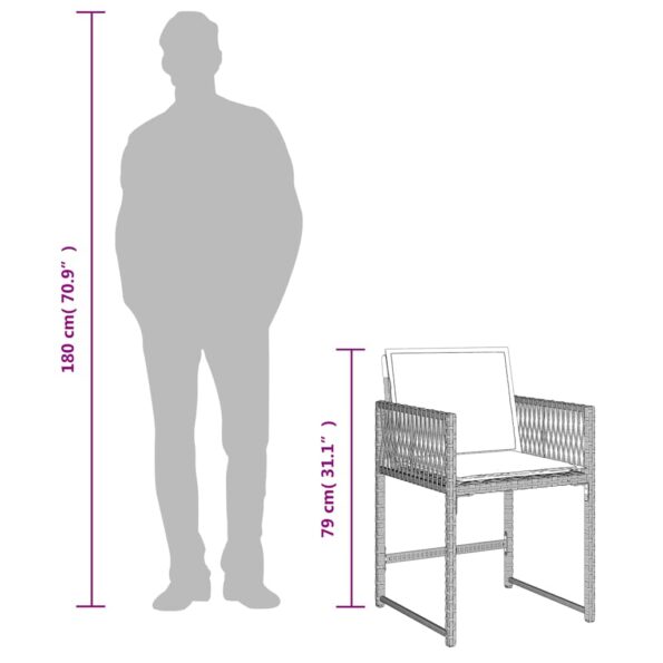 vidaXL 9-dielna záhradná jedálenská súprava s vankúšmi sivá polyratan – Obrázok 10