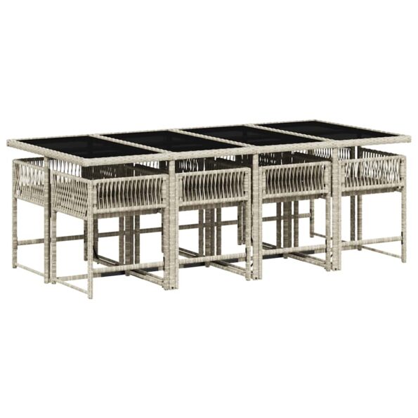 vidaXL 9-dielna záhradná jedálenská súprava s vankúšmi sivá polyratan – Obrázok 3