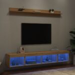 vidaXL 5-dielne TV nástenné skrinky s LED dub sonoma kompozitné drevo