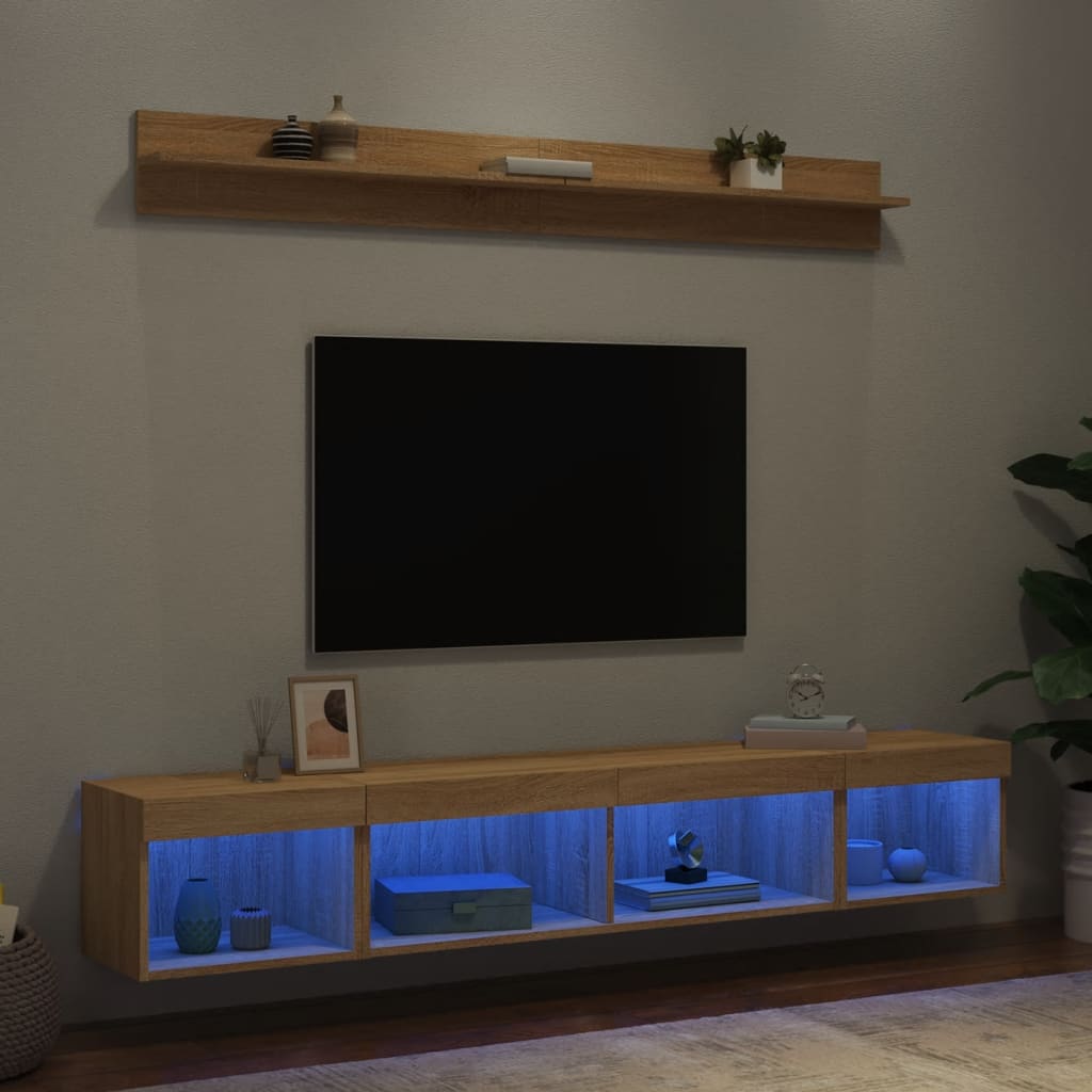 3216684_1.jpg vidaXL 5-dielne TV nástenné skrinky s LED dub sonoma kompozitné drevo – Obrázok 1