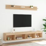 vidaXL 5-dielne TV nástenné skrinky s LED dub sonoma kompozitné drevo – Obrázok 4