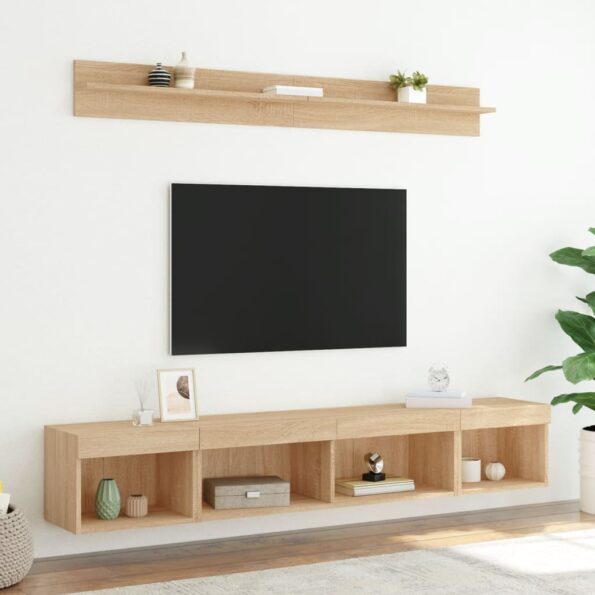 vidaXL 5-dielne TV nástenné skrinky s LED dub sonoma kompozitné drevo – Obrázok 4