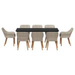 vidaXL Jedálenská súprava 9 pcs Svetlo šedá a čierna Large – Obrázok 7