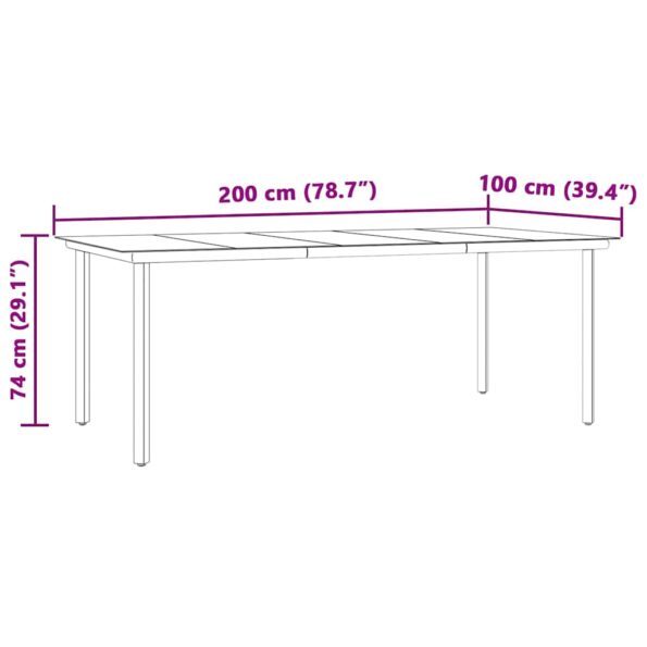 vidaXL Jedálenská súprava 9 pcs Svetlo šedá a čierna 200x100x74 cm – Obrázok 13