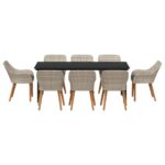 vidaXL Jedálenská súprava 9 pcs Svetlo šedá a čierna 200x100x74 cm – Obrázok 7