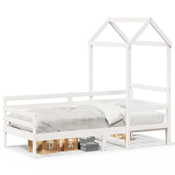 vidaXL Denná posteľ so strieškou biela 80x200 cm borovicový masív – Obrázok 2