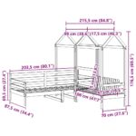 vidaXL Sada postele a lavice so strieškou biela 80x200 cm borovica – Obrázok 13