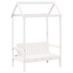 vidaXL Sada postele a lavice so strieškou biela 80x200 cm borovica – Obrázok 6