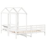 vidaXL Sada postele a lavice so strieškou biela 80x200 cm borovica – Obrázok 9