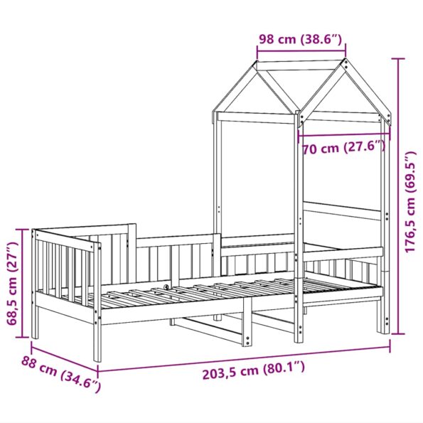 vidaXL Denná posteľ so strieškou 80x200 cm borovicový masív – Obrázok 12