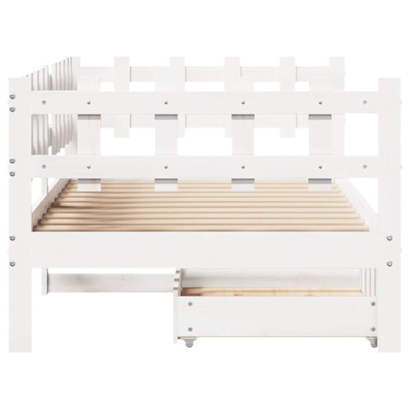 vidaXL Denná posteľ so zásuvkami biela 90x200 cm masívna borovica – Obrázok 7