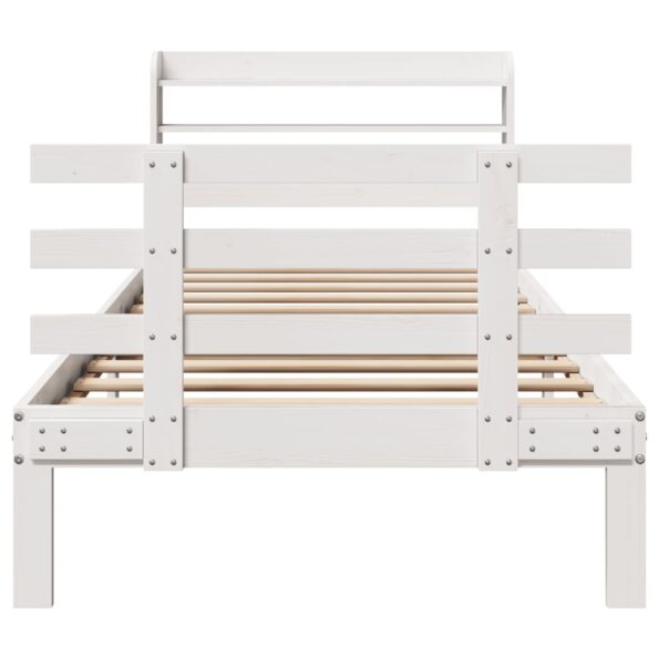 vidaXL Posteľný rám s čelom bez matraca biely 90x190 cm – Obrázok 4