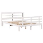 vidaXL Posteľný rám s čelom biely 120x190 cm borovicový masív – Obrázok 3