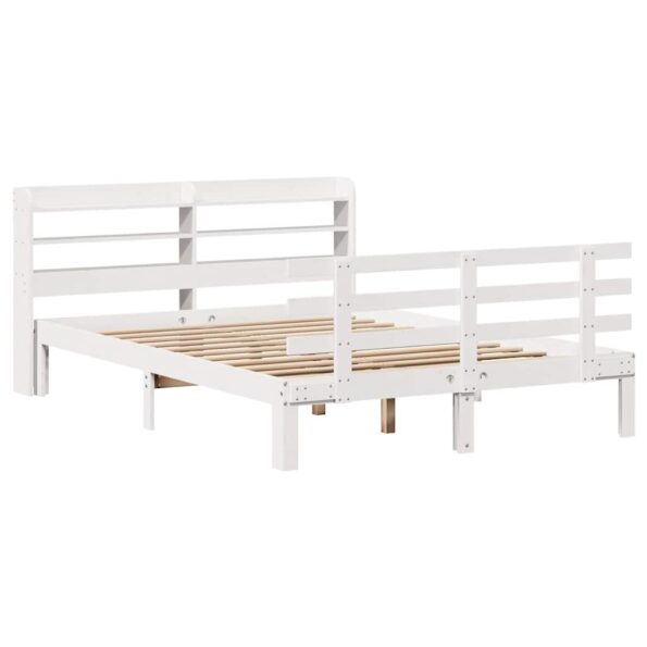 vidaXL Posteľný rám s čelom biely 120x190 cm borovicový masív – Obrázok 3