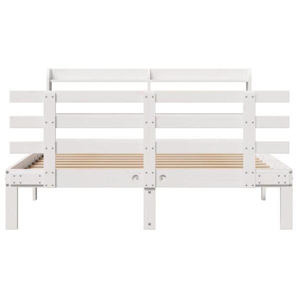 vidaXL Posteľný rám s čelom biely 120x190 cm borovicový masív – Obrázok 4