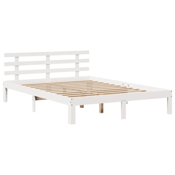 vidaXL Posteľný rám s čelom biely 120x190 cm borovicový masív – Obrázok 5