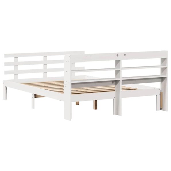 vidaXL Posteľný rám s čelom biely 120x190 cm borovicový masív – Obrázok 8