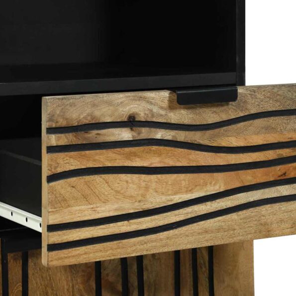 vidaXL Sada kúpeľňového nábytku so zásuvkou s poličkou s úložiskom s dverami so zrkadlom 5 pcs Hnedá Stredná – Obrázok 10