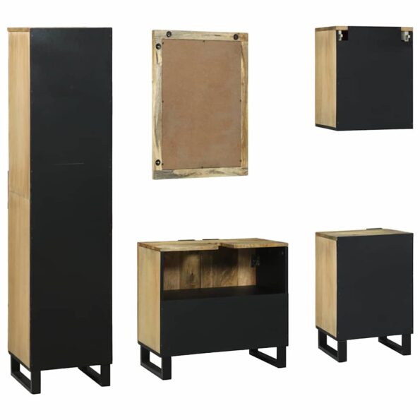 vidaXL Sada kúpeľňového nábytku so zásuvkou s poličkou s úložiskom s dverami so zrkadlom 5 pcs Hnedá Stredná – Obrázok 9