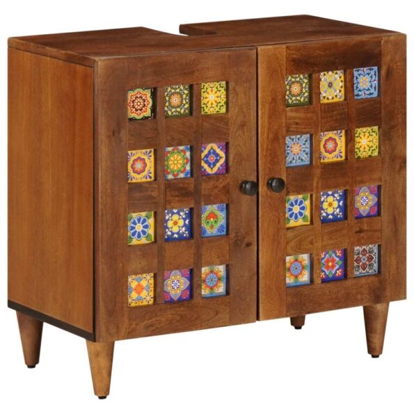 vidaXL Sada kúpeľňového nábytku 5 pcs Orech Masívne mango drevo – Obrázok 3