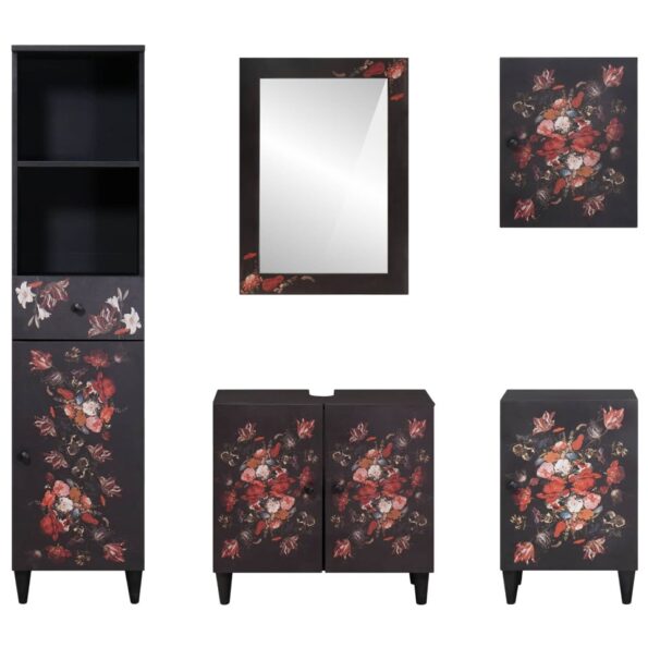 vidaXL Set kabinetov do kúpeľne so zásuvkou 5 pcs Masívne mango drevo – Obrázok 8