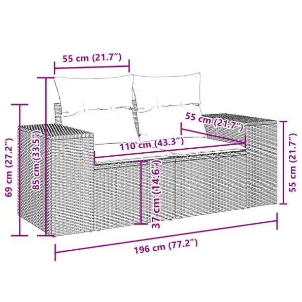 vidaXL 6-dielna záhradná súprava pohoviek s vankúšmi čierna polyratan – Obrázok 13