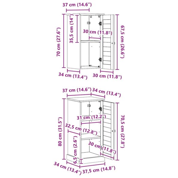 vidaXL Sada kúpeľňového nábytku 2 pcs starožitná biela 37 x 34 x 80 cm – Obrázok 11