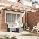 vidaXL Zatemniteľná markíza Žltá a oranžová a biela – Obrázok 3