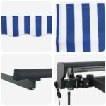 vidaXL Zatemniteľná markíza Modré a biele pruhy Large – Obrázok 10