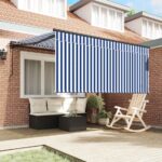 vidaXL Zatemniteľná markíza Modré a biele pruhy Large – Obrázok 3