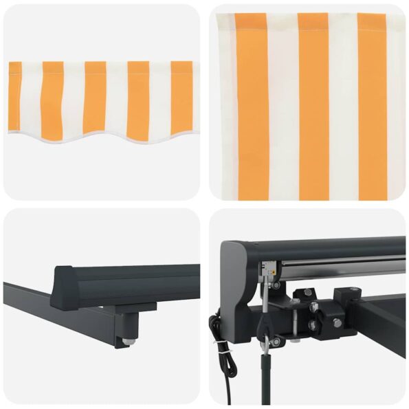 vidaXL Rám markízy Žltá a biela 300 x 250 cm Polyester s PU povrchom – Obrázok 8
