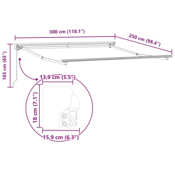 vidaXL Zatemniteľná markíza Morská modrá 300x250 cm Polyester a kov – Obrázok 8