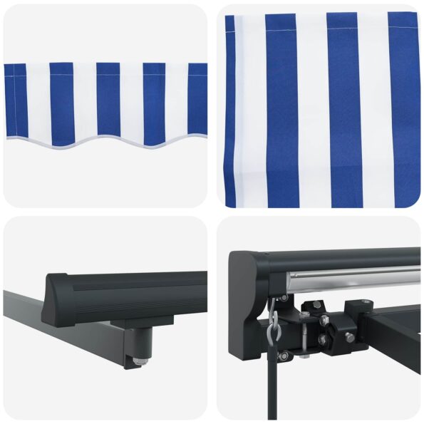 vidaXL Rám markízy Modrá a biela 350 x 250 cm Polyester s PU povrchom – Obrázok 4