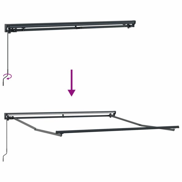 vidaXL Rám markízy Antracit 350 x 250 cm Polyester s PU povrchom – Obrázok 9