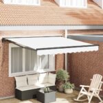 vidaXL Rám markízy Biely 350 x 250 cm Polyester s PU povrchom