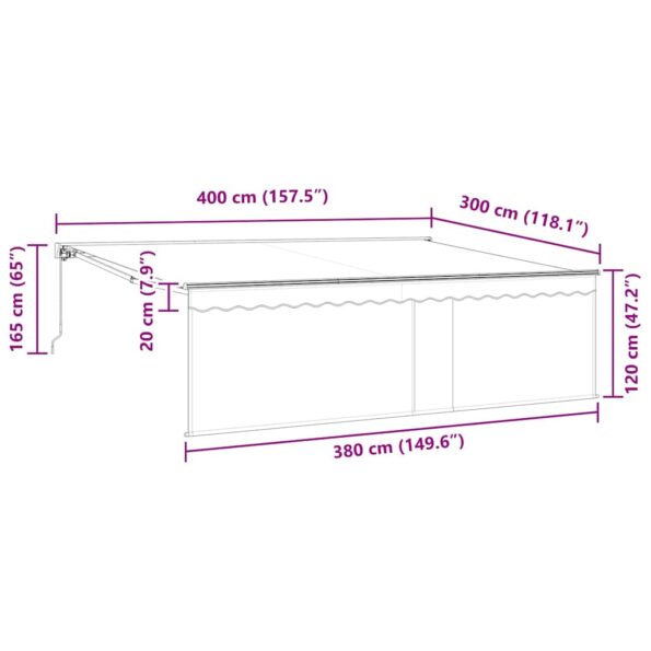 vidaXL Zatemniteľná markíza Béžová 400 × 300 cm Polyester – Obrázok 13